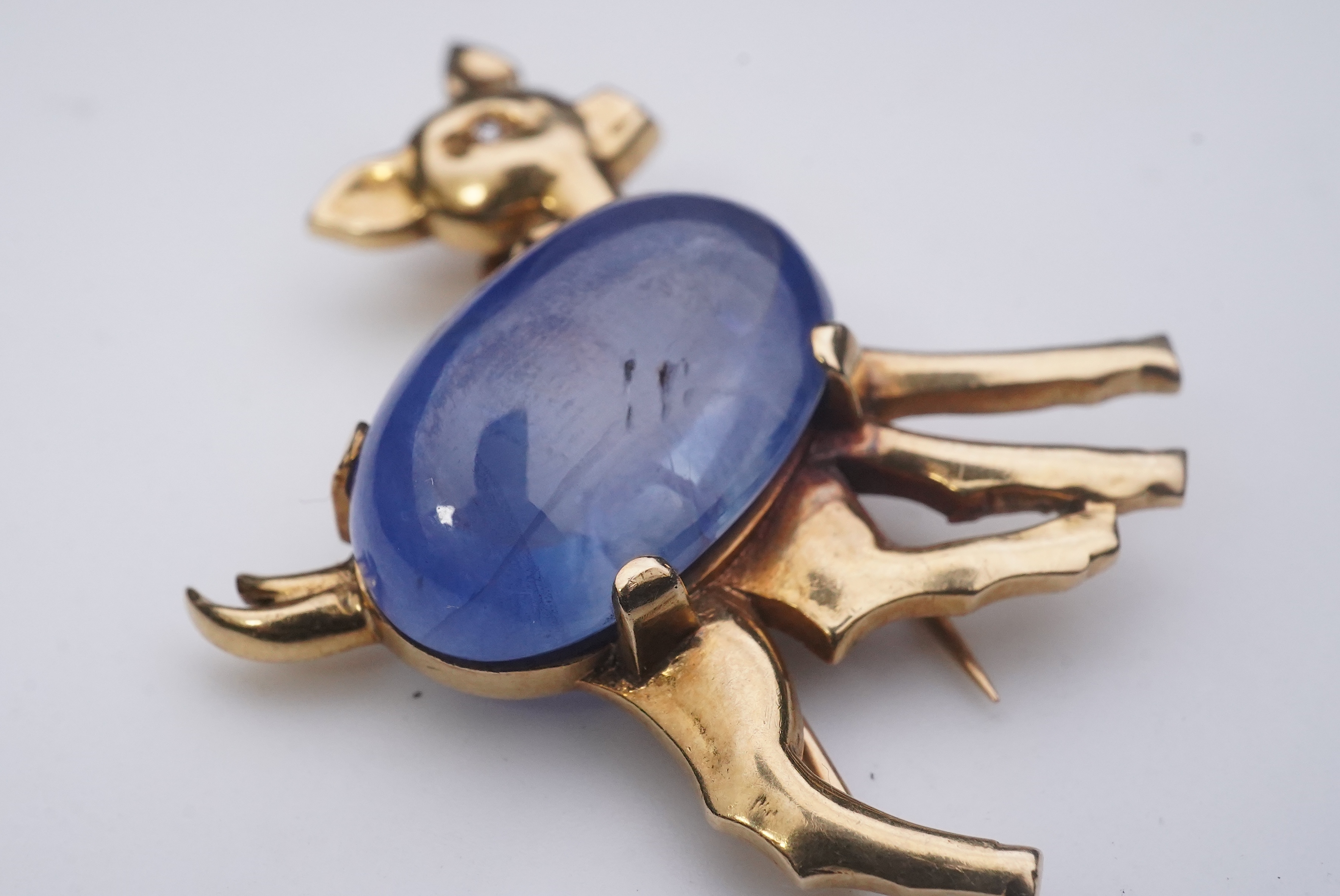 Van Cleef & Arpels, a rare sapphire and diamond deer brooch, circa 1950